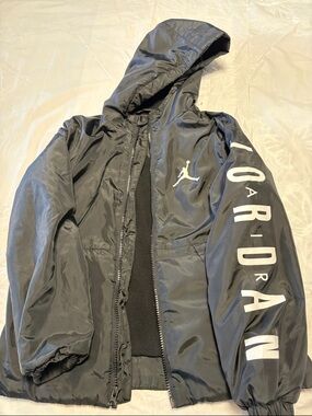 Jordan Black Hooded Windbreaker with White Branding